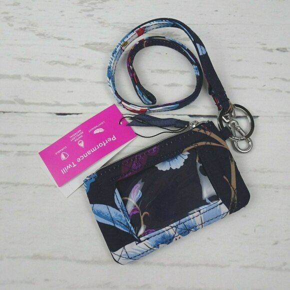 Vera Bradley MAYFAIR in BLOOM Zip ID Card Case & Lanyard Holder Water Repellant - Picture 5 of 12